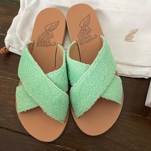 Ancient Greek Sandals Thais crossover terry -mint green, size 37/ us 6-7